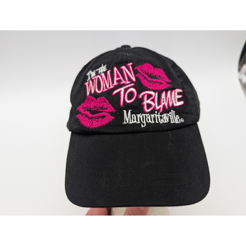 Margaritaville Woman To Blame Jamaica W.I. Black Cotton Baseball Hat Cap Pink
